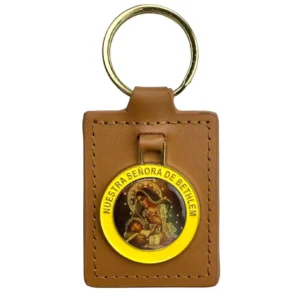 Metal Badge Leather Keychain