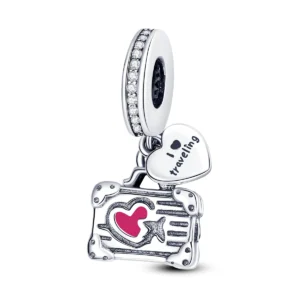 Silver Zircon Globe Pendant Charm