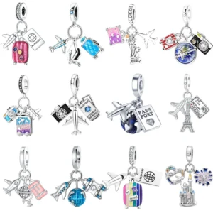 Silver Travel Charm Keychain