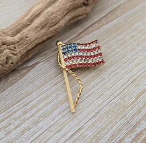 Metal Badge Crystal Brooch Pin