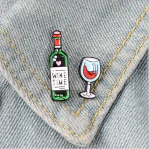 Enamel Wine Glass Lapel Pins