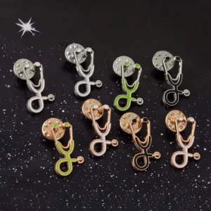 3d Plated Stethoscope Enamel Lapel Pins