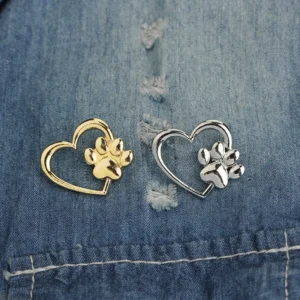Gold and Silver Heart Brooch Pins
