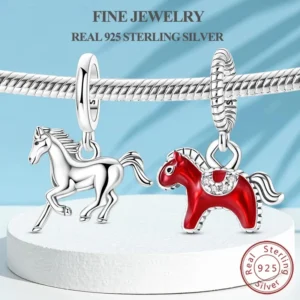 Zircon Sterling Silver Horse Charm Pendant