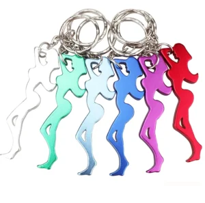 Woman Shaped Aluminum Keyring Bottle Opener Keychain