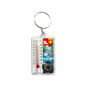 Custom Design Multi-Function Outdoor Compass Keychain Acrylic Thermometer and Compass Made of Durable Plastic