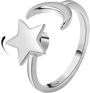 Adjustable Moon Star Spinner Fidget Ring