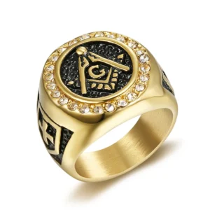 Gold Masonic Stainless Steel Ring