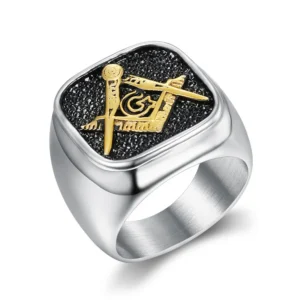 18k Gold Plated Masonic Signet Ring