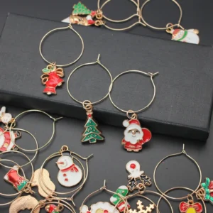 Christmas Wine Glass Charms Set