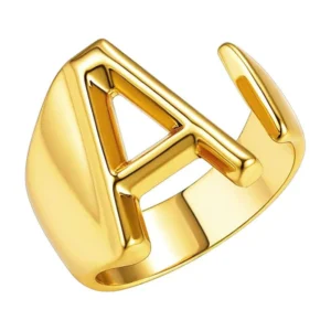 Gold Plated Initial Cuff Ring